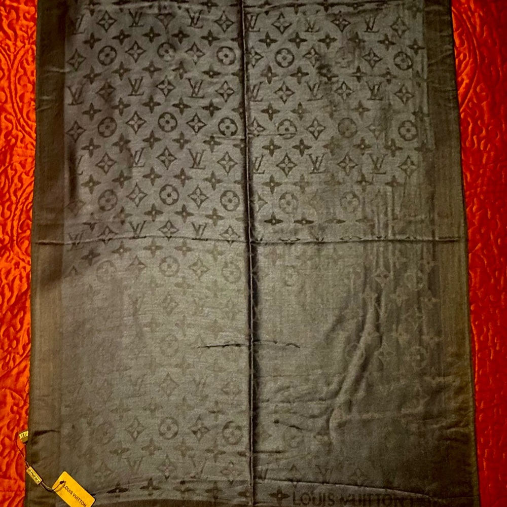 Navy Blue Louis Vuitton Monogram Shadow Stole - Picture 4 of 5
